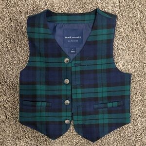 Janie and Jack Blue and Green Checkered Vest